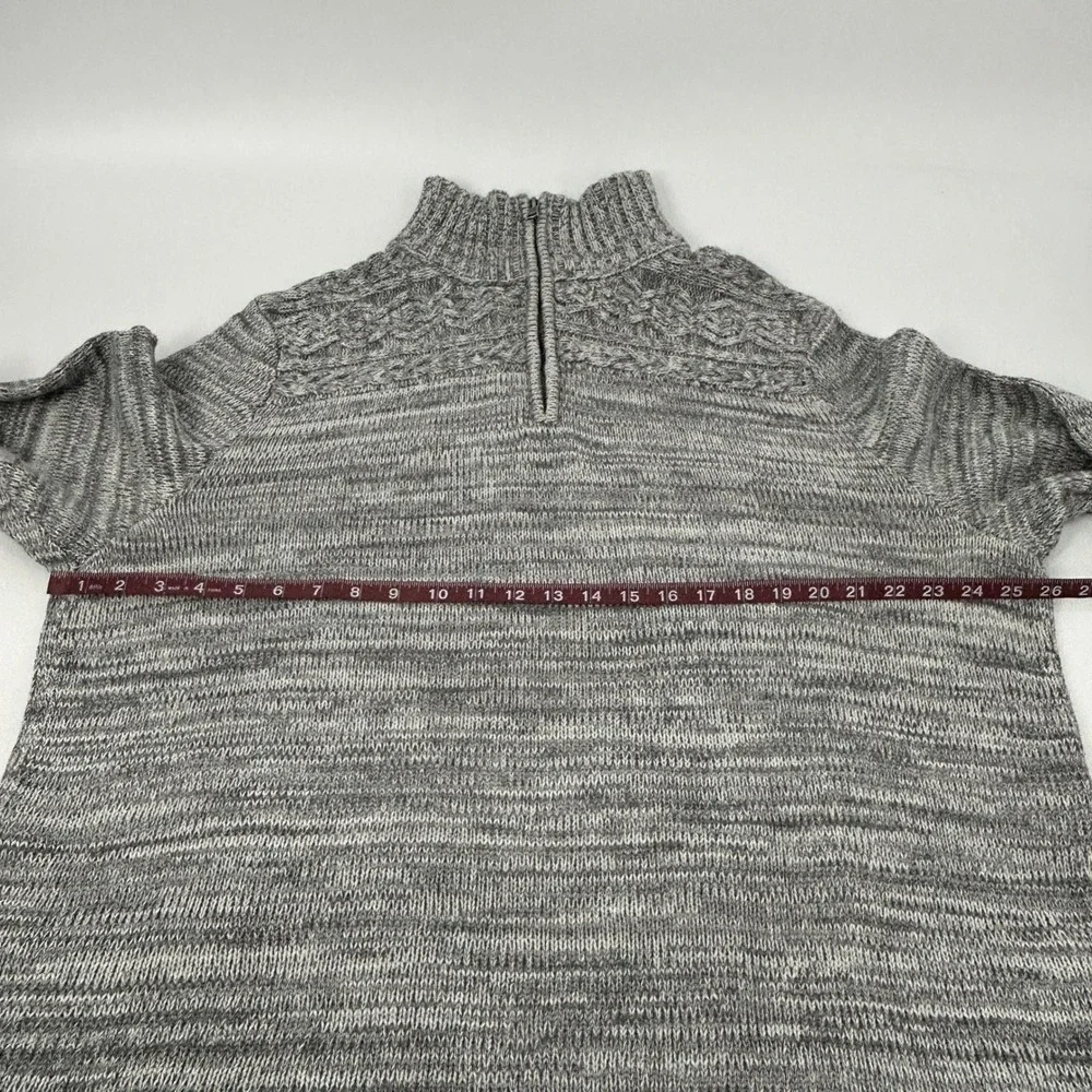 Banana Republic Sweater Mens XXL Grey Marled Quarter Zip Cotton